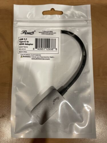 Rosewill USB 3.1 Type-C to HDMI adapter (4K@60Hz) [Thunderbolt 3 Compatible]